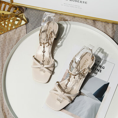 

Baitao Student High-heeled Shoes Daughter Summer Fairy Wind with Princess Xiaoqingxin Girl Rough-heeled Sandals