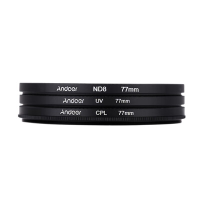 

Andoer 77mm UVCPLND8 Circular Filter Kit Circular Polarizer Filter ND8 Neutral Density Filter with Bag for Nikon Canon Pentax So
