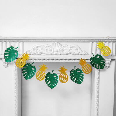 

FUNNYBUNNY Hawaiian Pineapple Leaf Dinosaur Pull Flag Banner Summer Decoration Pull Flag Background Happy Birthday Banner