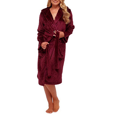 

Toponeto Women Winter Plush Lengthened Shawl Bathrobe Home Clothes Long Sleeved Robe Coat