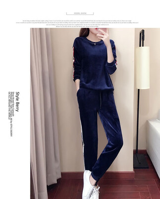 

The 2018 autumn&winter new sports set golden fleece Korean fashion spring&autumn loose two-piece set