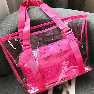 

Tailored Womens Fashion Transparent Shoulder Bag Solid Color Handbag Large Capacity Bag