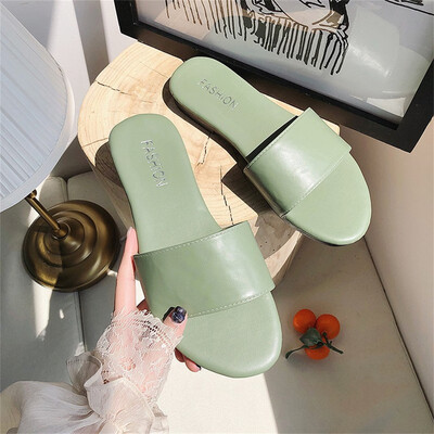 

Rose Womens Solid Color Summer Open Toe Slippers Beach Shoes Flat Non-Slip Sandals