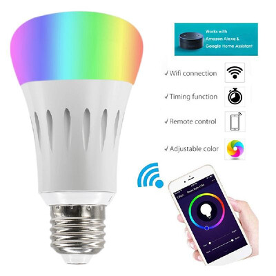

2106 Smart WIFI LED Bulb WIFI Light RGB Multicolor LED Bulb 9W E2627 Dimmable Light Phone Remote Control Compatible with Alexa Go