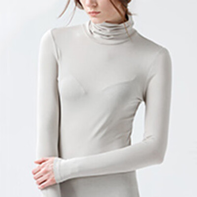 

CANVAUS Autumn Women Modal Slim Turtleneck Long Sleeve T-Shirt Simple Large Size Undershirt Tops F325A