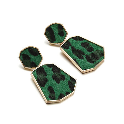 

Geometric Round Square Drop Earrings Women Leopard Print Long Dangle Earrings Bohemia Fashion jewelry