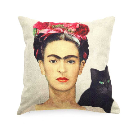 

Oil Printed Self-portrait Decorative Square Throw Pillow Case Cotton Linen Decorative Throw Pillow Case Cushion Cover