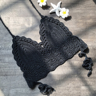 

Women Crochet Bralette Bra Summer Boho Beach Bikini Halter Cami Tank Crop Top