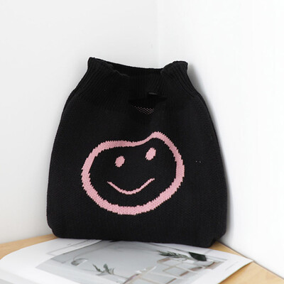 

Big Capacity Wool Knitting Smile Face Casual Tote Bag Women Crossbody Bag