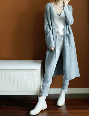 

2018 cardigan jacket womens long style 2018 new Korean version of easy&lazy knitting sweater to match autumn&winter