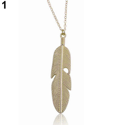 

Women Vintage Feather Pendant Long Sweater Chain Necklace Statement Jewelry New