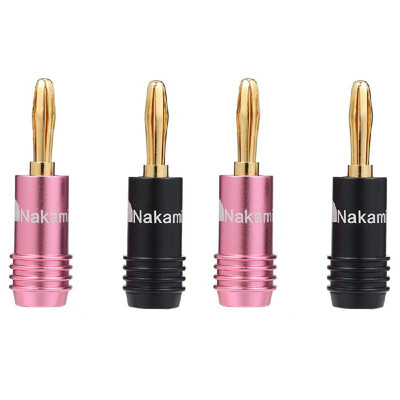 

Banana Plugs Black & Pink Jack 24K Gold-Plated Connectors Amplifier Plug for Speaker Connector Wires