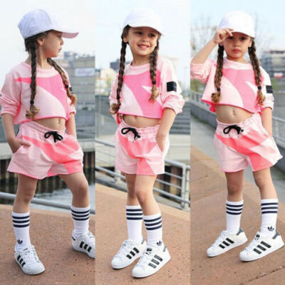 

Newborn Kids Baby Girls Long Sleeve Crop Tops Pants Shorts Outfit Tracksuit 1-5T