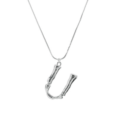 

Silvery Initial Letters Necklace Women Color Chain 2018 Fashion Long Necklaces Big Pendant Statement Necklace Collier Femme