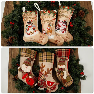 

Christmas Stockings Pendant Cloth Ornaments Small Boots Pendant Christmas Pattern Print Party Home Decoration Supplies Gift Bag