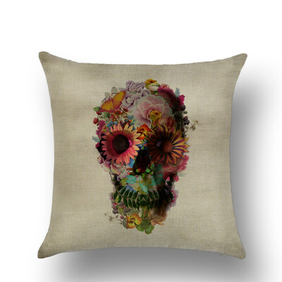 

Skull Linen Pillowcase Home Sofa Decoration A Variety Of Styles Optional