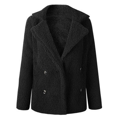 

Winter Women Fleece Coat Loose Jacket Wide Lapel Warm Outerwear with Pocket