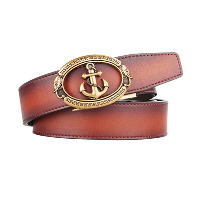 

BPSTAR Mens Automatic Buckle Genuine Leather Mens Ratchet Holeless Belt Business High Quality Mens Real Belt for Pants