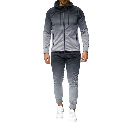 

Toponeto Mens Autumn Dyeing Zipper Print Sweatshirt Top Pants Sets Sport Suit Tracksuit