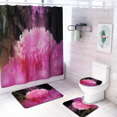 

〖Follure〗4PCS Non Slip Toilet Polyester Cover Mat Set Bathroom Shower Curtain