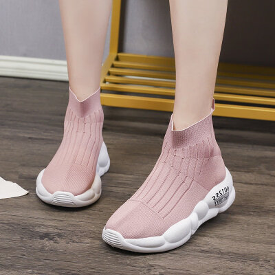 

Autumn small white shoes high-top mesh breathable sneakers summer running socks&tide shoes