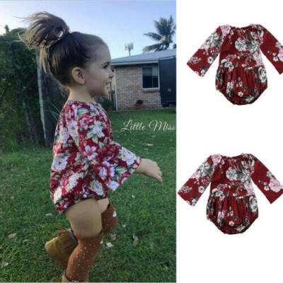 

Infant Baby Girls Cotton Floral Long Sleeve Jumpsuit Romper Baby Outfits Clothes