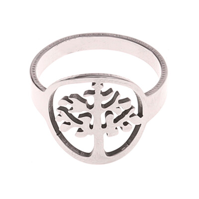 

Family Tree of Life Ring Titanium Steel Tree Shape Ring for Women Lucky Jewelry