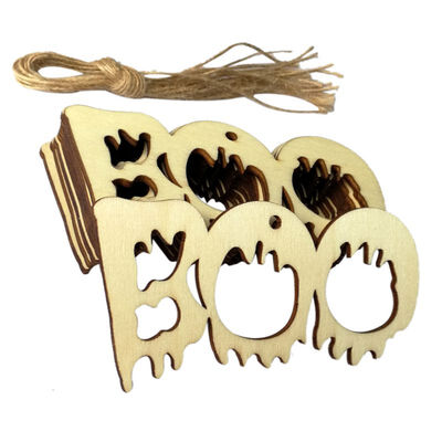 

10 pcs Halloween Wood Chip Tree Ornaments Halloween Hanging Pendant Party Halloween Decoration Board Game Arts Crafts Gifts