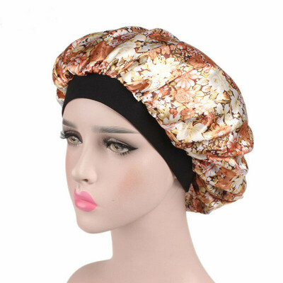 

Womens Floral Faux Silk Night Sleep Cap Hair Bonnet Hat Head Cover Turban Wrap