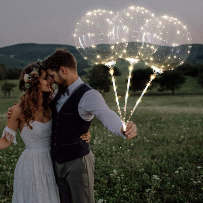 

Gobestart 3Pcs Reusable Luminous Led Balloon Transparent Round Bubble Decoration Party