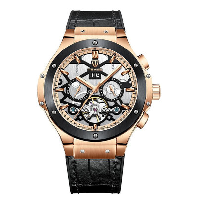 

TEVISE T828B Business Men Automatic Mechanical Watch Week Month Calendar Display Fashion Casual Timer Leather Strap 3ATM Waterproo