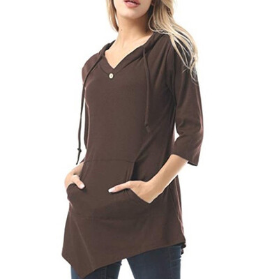 

Gobestart Women Fashion Solid Print Long SleevesV-Neck Pullover Sweatshirt Blouse Tops