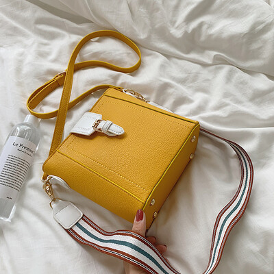 

Summer popular small bag fashion color broadband womens bag new 2019 Korean bucket shoulder bag messenger bag
