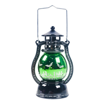 

New Retro Halloween LED Hurricane Lantern Hanging Or Hand-held Decorative Lamp Battery Operated For Indoor Festive Home Decoration
