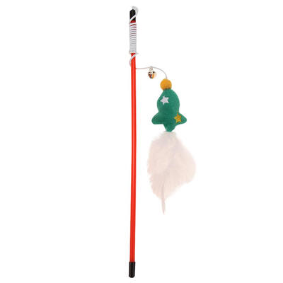 

Cat Tease Stick with Bell Rod Teaser Wand Feather Interactive Pole Toys