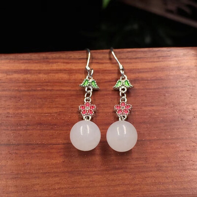 

FW Crafts fashion jewelry beautiful earrings white earrings round ear hook to send his girlfriend to send mother