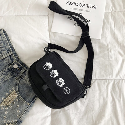 

Fashion personality printing Messenger bag 2019 new casual simple wild shoulder bag female cartoon cute canvas bag
