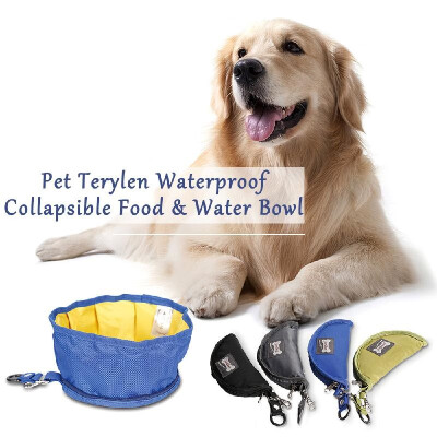 

Pet Terylen Bowl Portable Folding Collapsible Waterproof Food&Water Bowl for Dogs Cats Outdoors Hiking Camping