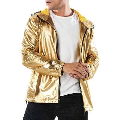 

Lustrous Solid Color Drawstring Hoodie Jacket