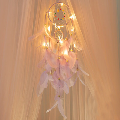 

Siaonvr Handmade Dreamcatcher Feathers Night Light Car Wall Hanging Room Home Decor PP