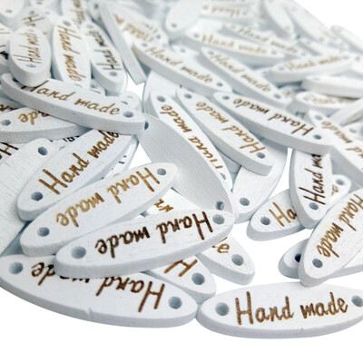 

〖Follure〗100pcs Wood color Wooden Hand made Lettering 2-hole sewing Scrapbooking 28mm