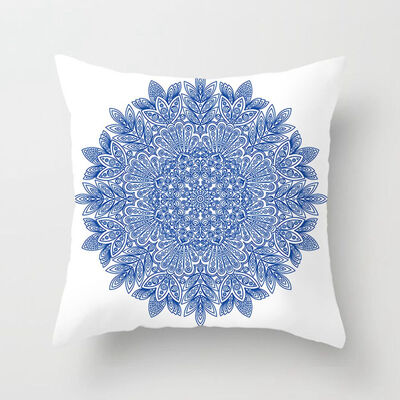 

Blue And White Printed Peach Skin Sofa Decorative Pillowcase