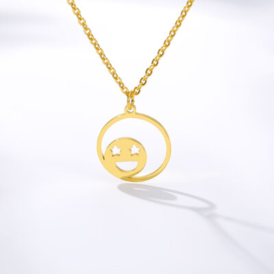 

Smiley face Necklace Women Stainless Steel Round Coin Emoji Face Pendants Necklaces Charm Optimistic Emoticon Party Jewelry