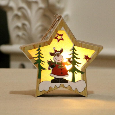 

Portable Delicate Christmas Decoration Wooden Lighting Pendant Christmas Tree Decoration Pendant Circle Mode