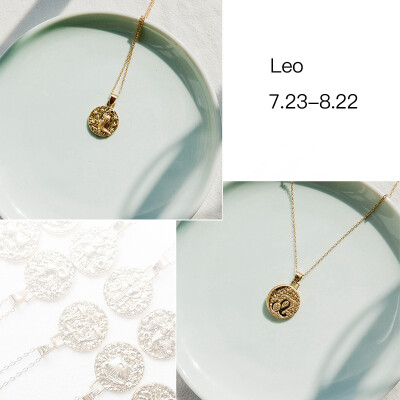 

12 Constellation Jewelry Necklace Gold Virgo Libra Scorpio Sagittarius Capricorn Aquarius Zodiac Vintage Circle Pendant Necklace