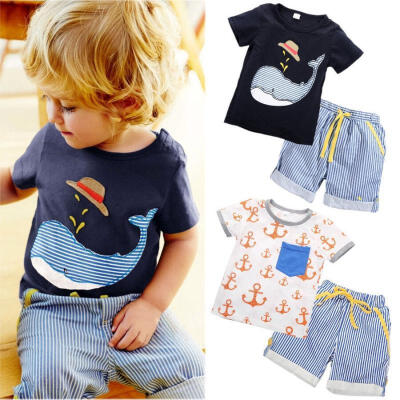 

2Pcs Toddler Kids Boy Clothes Tops T-shirt Shorts Pants Summer Outfits Set