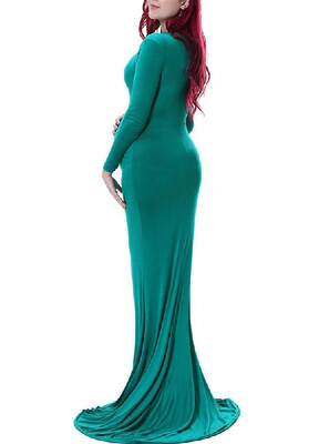 

Round Neck Mercerized Cotton Maxi Dress
