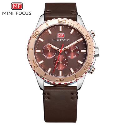 

MINI FOCUS Fox Watch Quartz Watch Fashion Trend Fake Three Eyes Waterproof Leather Strap