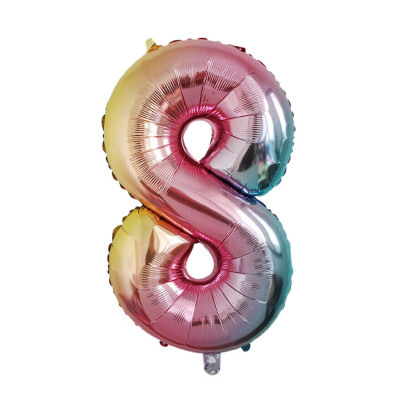 

Tailored 40 Inch Rainbow Gradient Number 0-9 Foil Digital Balloons For Birthday Party