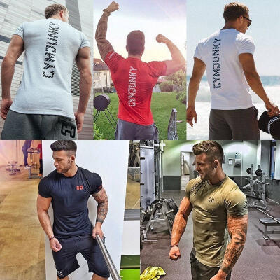 

Men&39s Short Sleeve T Shirt Fitness Gym Muscle fit Training Basic Sport Tee